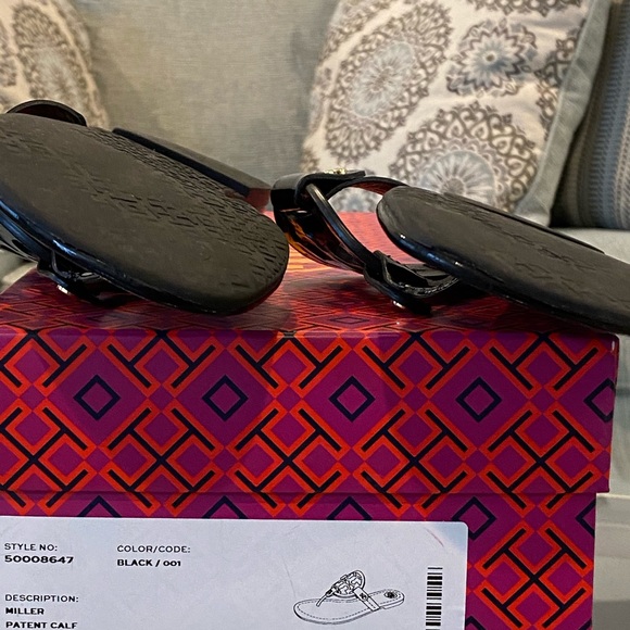 Tory Burch Miller Sandal Black Patent Size 9.5 - Picture 5 of 14